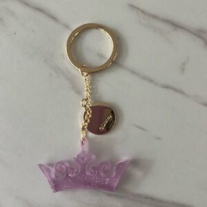 Disney Rapunzel princess Glittery Crown Keychain bag charm with Gold Accent